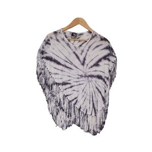 Young Fabulous and Broke Mini sz 10 White And Gray Poncho Tie Die Poncho Top